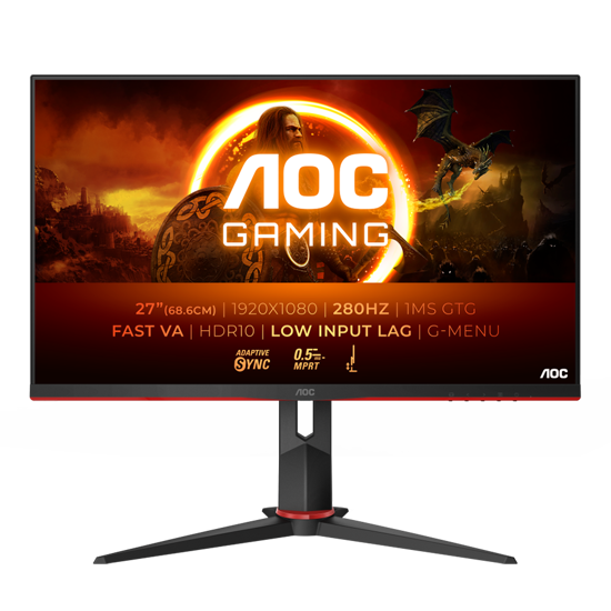 Picture of MONITOR AOC 27G2ZN3 Gaming, 27", FHD 1920x1080, Fast VA, 240Hz (280Hz OC), 1ms, Adaptive Sync, HDR 10, 4000:1, 300 cd/m2, 2xHDMI, 1xDP, Full Ergonomic