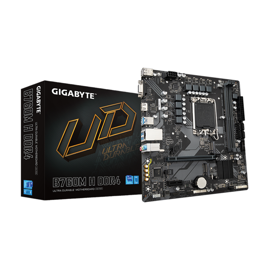 Picture of Gigabyte MB B760M H DDR4 LGA1700; 2xDDR4; 2xM.2; 4xSATA 12xUSB; HDMI, DP; mATX