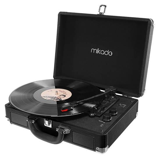 Picture of Gramofon Mikado Nostalgia MN-P317 Black Turntable + Rca + Bluetooth Supported Music Box, 22397