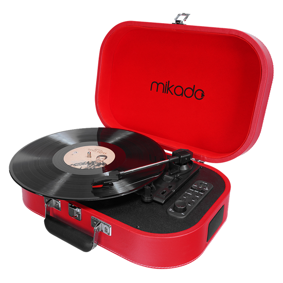 Picture of Gramofon Mikado Nostalgia MN-101 Pickup Red Usb + RCA + Bluetooth Supported Music Box, 22357