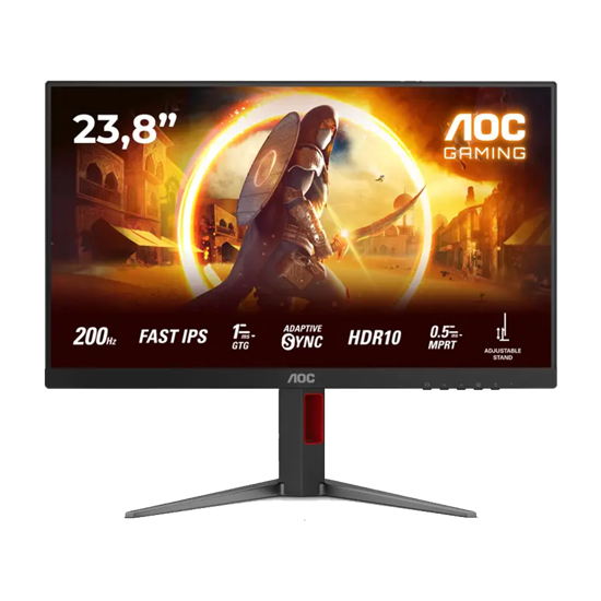Picture of MONITOR AOC Gaming 24G4HA 24" 200Hz Fast IPS, 1920x1080 FHD, 0.5ms MPRT / 1ms GtG, 1000:1, 178/178, 2xHDMI 2.0 / DP 1.4 / Audio Out + 2x2W, Full Ergo,