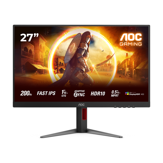 Picture of MONITOR AOC Gaming 27G4HA 27" 200Hz Fast IPS, 1920x1080 FHD, 0.5ms MPRT / 1ms GtG, 1000:1, 178/178, 2xHDMI 2.0 / DP 1.4 / Audio Out, 3-sides frameless