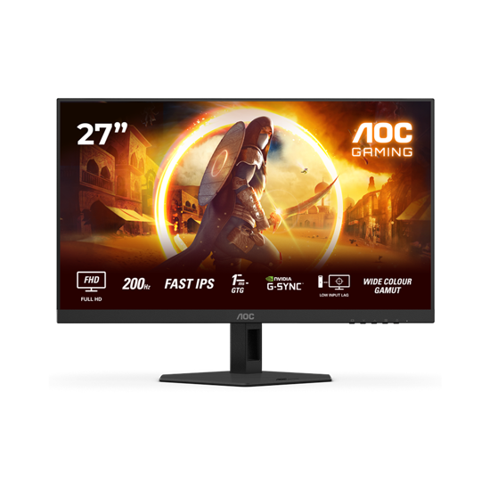 Picture of MONITOR AOC Gaming 27G4HRE 27" Fast IPS, 1920x1080, 200Hz, 0.5ms MPRT (1ms GtG), 300 cd/m2, 1000:1, Adaptive Sync, G-Sync Compatible, HDR10, 2x HDMI, 