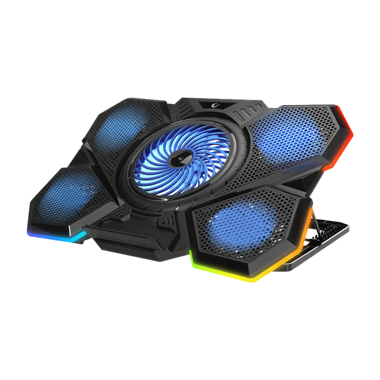 Picture of Postolje za notebook gaming Addison RAMPAGE AD-RC13 BELLATRIX BLACK 5 FAN 2 USB RGB LIGHT 15 "-17" Notebook Cool Stand, 40487