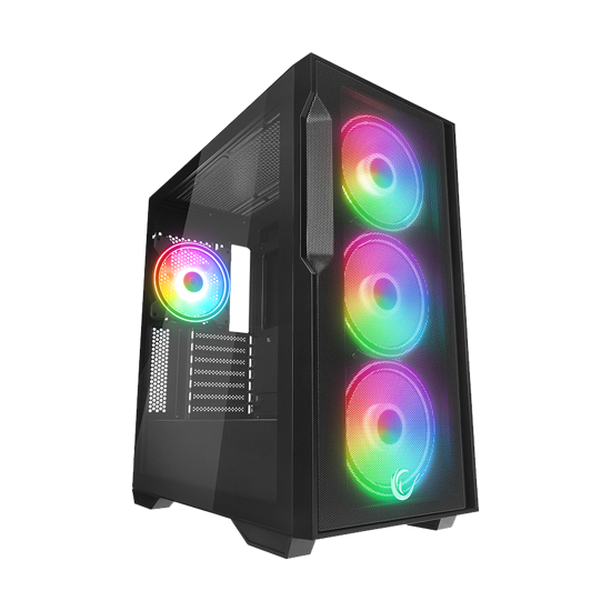 Picture of Kućište gaming RAMPAGE CRAFT CRUISER V1 Mesh Tempered Glass Black 4*14cm RGB Fan Hub Controller TYPE-C E-ATX Big-T, 40412