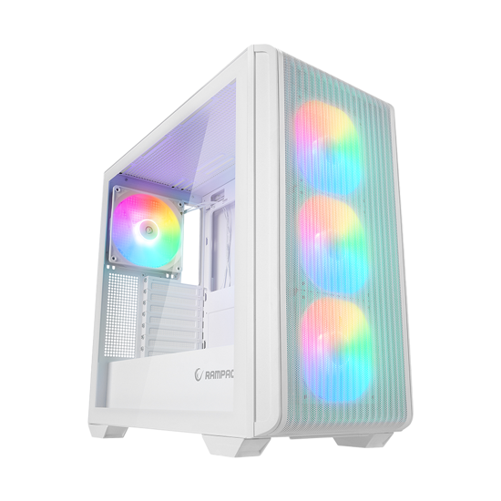 Picture of Kućište gaming RAMPAGE CRAFT White Mesh Type-C*1 Usb3.0*2 HD Audio 1*14CM 3*12CM ARGB Fan ATX Mid-T, 39988