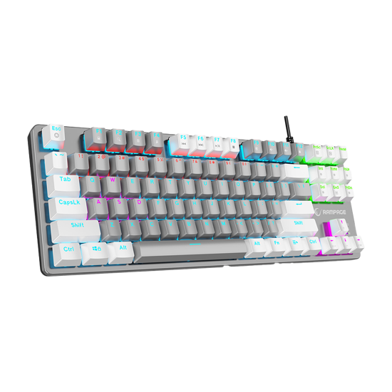 Picture of Tastatura gaming RAMPAGE Snug K14 Gray/White Blue Switch Mechanical Gaming Keyboard ENGLISH Layout English Rainbow TKL, 41853