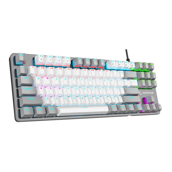 Picture of Tastatura gaming RAMPAGE SNUG K14 White/Gray Red Switch Mechanical Gaming Keyboard ENGLISH Layout English Rainbow TKL, 41852