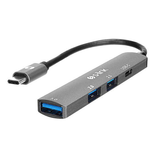 Picture of USB HUB S-link SWV-USBC023 4 in 1 Gray Metal TypeC to 2*USB2.0 USB 3.0, PD Type C Adapter, 39871