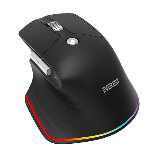 Picture of Miš Everest SMW- 178 Handy 2in1 Bluetooth 2,4GHz Black Rechargeable 4000 DPI Horizontal/Vertical Wheel Ergonomic RGB Mouse, 41042