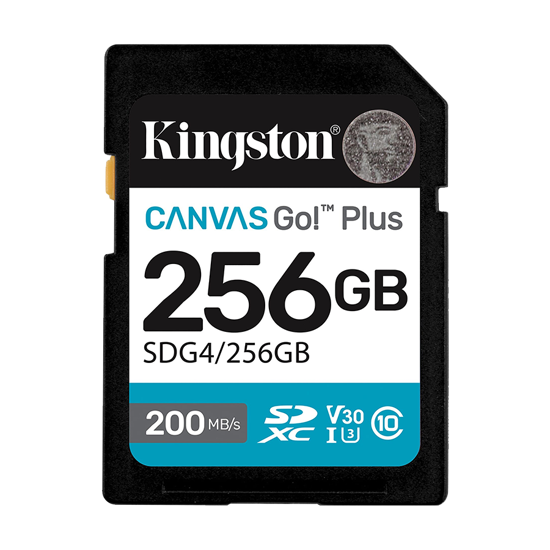 Picture of SD card Kingston 256 GB SDG4/256GB  SDXC,r/w:200/160MB/s, DSLRs, mirrorless cameras, 4K video
