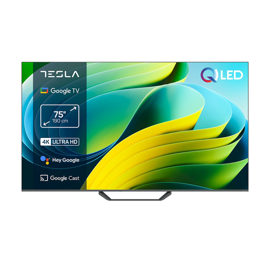 Picture of TESLA QLED TV 75" Q75E655GUS UHD Google TV, DVB-T/T2/C/S/S2;HDMIx3:USBx2:CI;2x12W Box Zvucnici