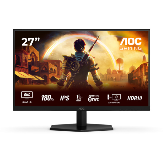 Picture of MONITOR AOC Gaming Q27G42XE 27" Fast IPS, 2560x1440, 180Hz, 0.5ms (MPRT) / 1ms (GtG), 1000:1, Adaptive Sync, G-Sync Compatible, HDR10, 2xHDMI 2.0, 1xD