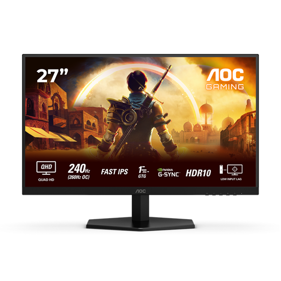 Picture of MONITOR AOC Gaming Q27G42ZE 27" Fast IPS, 16:9, 2560x1440, 240Hz (260Hz OC), 1ms, 300 cd/m2, 1000:1, Adaptive Sync, HDR 10, 1x HDMI, 1x DP, Tilt