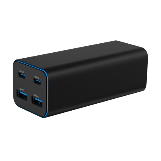 Picture of USB punjač 2xType-C + 2xUSB-A 4-port 100 W GaN USB PowerDelivery fast charger, black, GEMBIRD, TA-UC-2A2C-PD100-01-BK