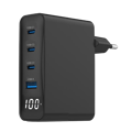 Picture of USB punjač 3xType-C + USB-A , 4-port 100W GaN USB fast charger, LCD, black, GEMBIRD, TA-UC-PDQC100LCD-01-BK