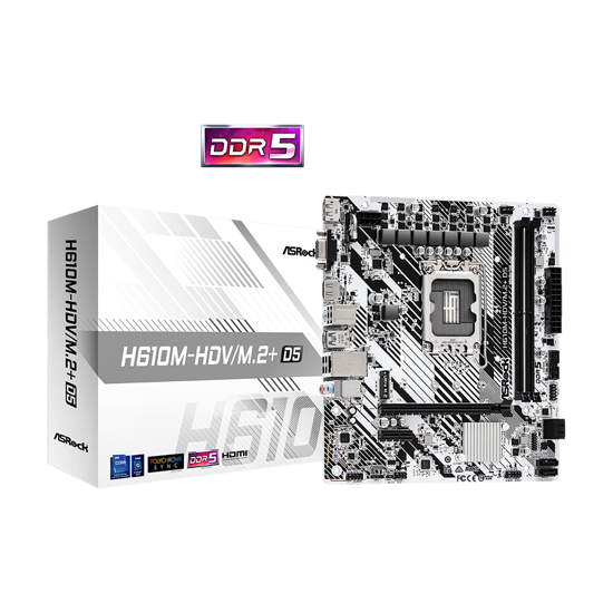 Picture of ASROCK MB H610M-HDV/M.2+ D5 Intel H610;2xDDR5;VGA,HDMI,DP micro ATX, H610M-HDV/M.2PLUSD5