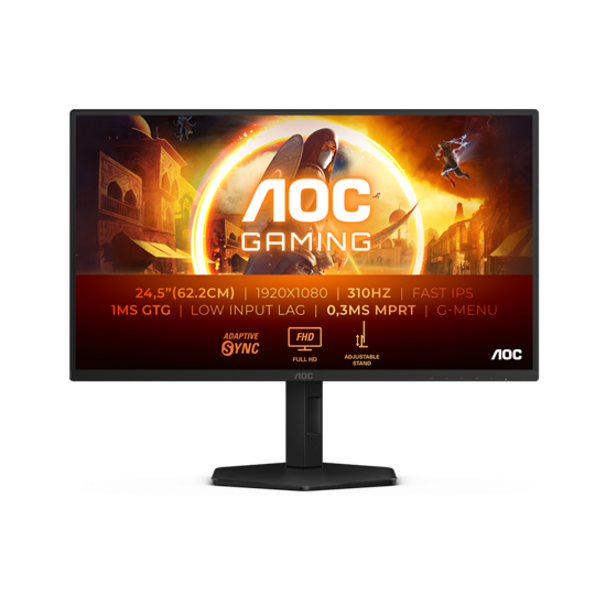 Picture of Monitor AOC Gaming 25G4SXU 24.5" Fast IPS, 1920x1080, 310Hz (OC), 0.3ms MPRT (1ms GtG), 400cd/m2, 1000:1, Adaptive Sync, G-Sync Compatible, HDR400