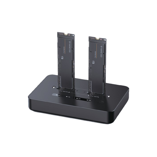 Picture of Postolje za dva M.2 SATA & NVME SSD drive docking station, black GEMBIRD, Type-C, DD2-U3M2
