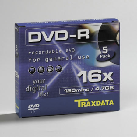 DVD-R TRAXDATA, 4.7GB, 16X, box 5 kom