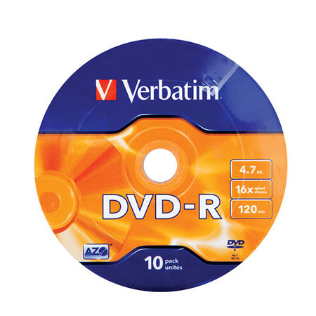 DVD-R, VERBATIM,4,7 GB,16X, spindle 10 kom,MATT SILVER.43523