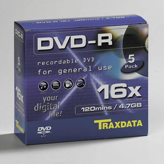 Picture of DVD-R TRAXDATA, 4.7GB, 16X, SLIM BOX 5 kom