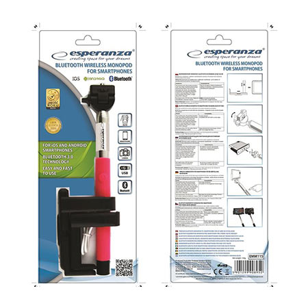 Univerzalni BLUETOOTH SELFIE štap monopod ESPERANZA, za mobitel, teleskopski 23.5-105cm, EMM115