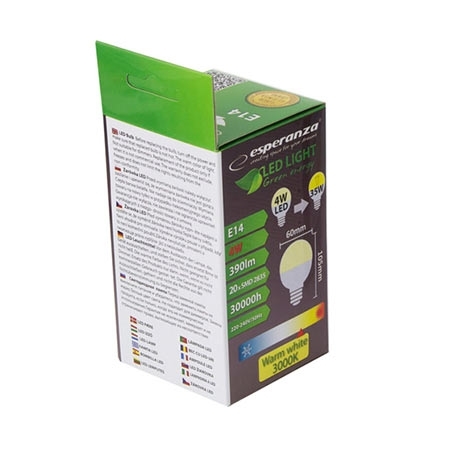 LED sijalica ESPERANZA, G45 E14 4W, warm white, ELL114