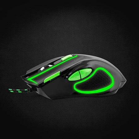 Miš ESPERANZA GAMING HAWK 7D MX401, BLACK-GREEN, 2400dpi, double-click, ergonomic, EGM401KG