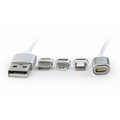 Picture of Magnetic USB charging combo 3-in-1 kabl, iPhones, micro-USB Type-C, silver, 1 m, GEMBIRD CC-USB2-AMLM31-1M