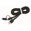 Picture of USB 2,0 kabal charging combo cable microUSB + iPhone, black, 1 m, FLAT GEMBIRD CC-USB2-AMLM2-1M