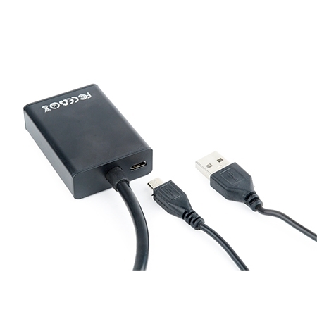 Video adapter 0.15 m, black, VGA to HDMI, GEMBIRD A-VGA-HDMI-01
