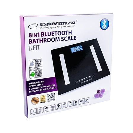 Kućna vaga ESPERANZA 8in1 bluetooth scale BESTFIT black, EBS016K