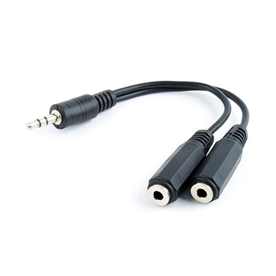 Picture of Audio kabl spliter, 3,5mm stereo to 2x3,5mm stereo, 10cm, GEMBIRD CCA-415-0.1M, black