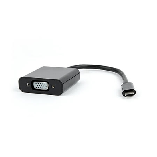 Picture of USB adapter kabl Type-C  to VGA, USB3.1 , BLACK, 15cm, GEMBIRD AB-CM-VGAF-01