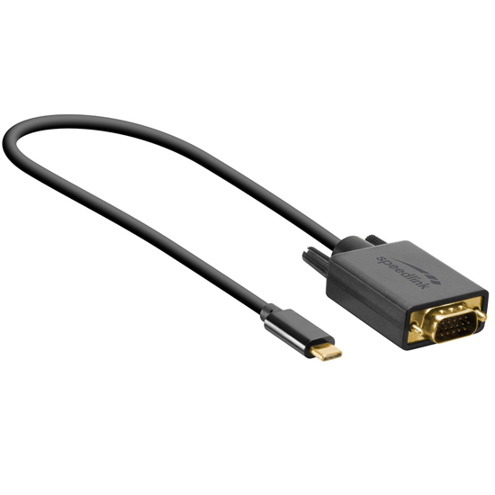 Picture of USB adapter kabl Type-C  to VGA, SPEEDLINK USB-C to VGA cable, 1,8m HQ, SL-180029-BK