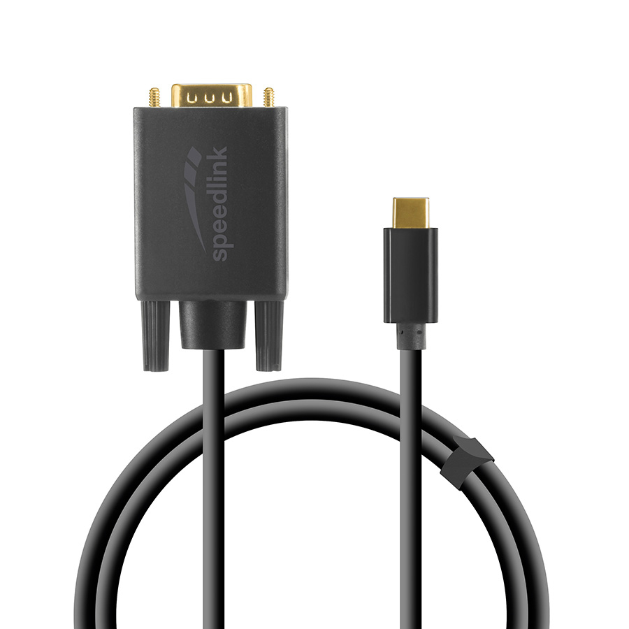 USB adapter kabl Type-C to VGA, SPEEDLINK USB-C to VGA cable, 1,8m HQ, SL-180029-BK