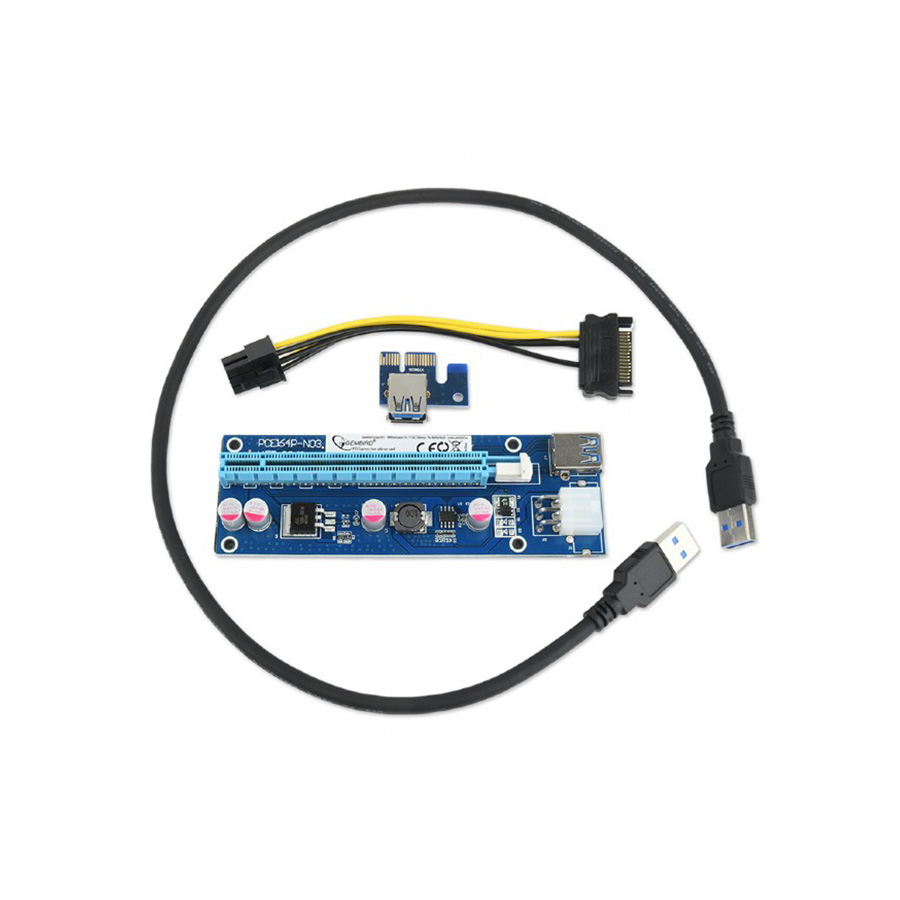 PCI Riser Mining Extender USB3.0 PCI-ex 6-pin power connector, SATA, GEMBIRD, RC-PCIEX-03