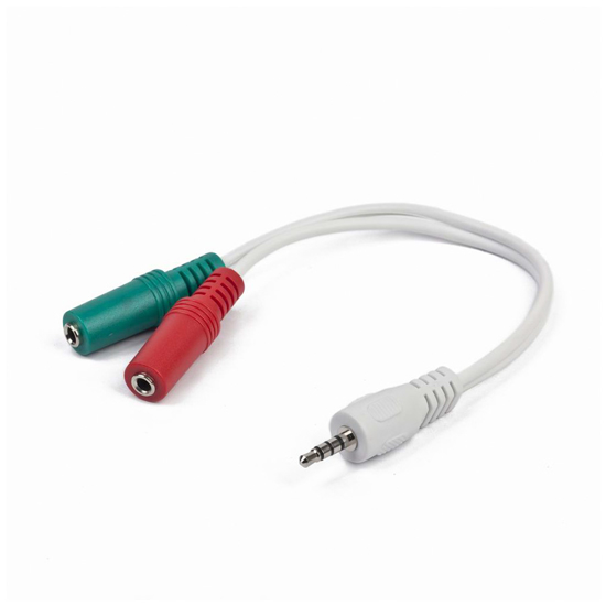 Picture of GEMBIRD audio adapter za slušalice 3,5mm 4pin to 2x 3,5 mm 3pin (mic/slušalice), white, CCA-417W
