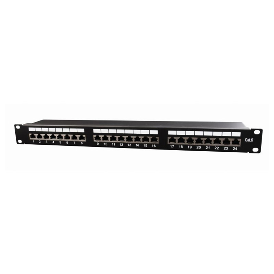 Picture of PATCH PANEL 24 PORTA cat.6, shielded, 19" 1U, GEMBIRD, NPP-C624-002, designed for 19" standard, 483x111x45 mm