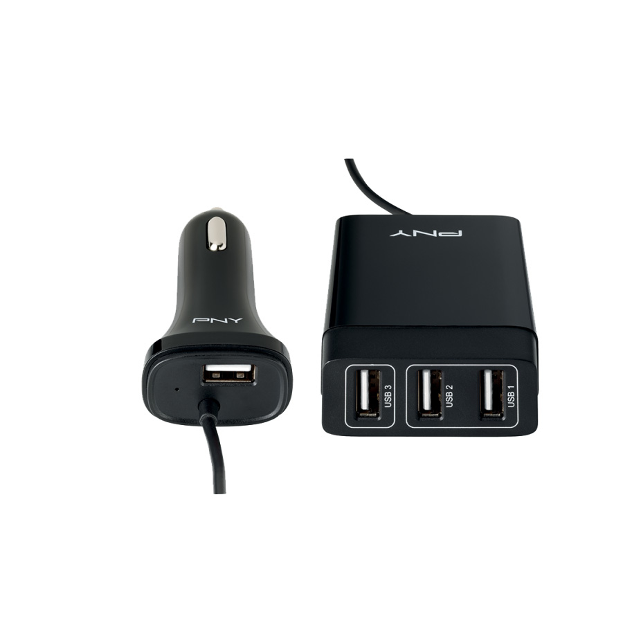 Punjać za mobitel 4-port za auto PNY P-DC-4UF-K01-04-RB