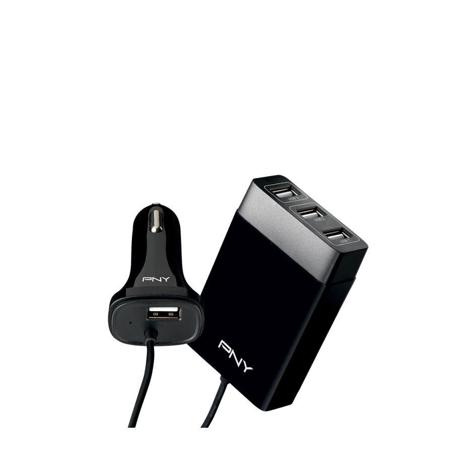 Punjać za mobitel 4-port za auto PNY P-DC-4UF-K01-04-RB