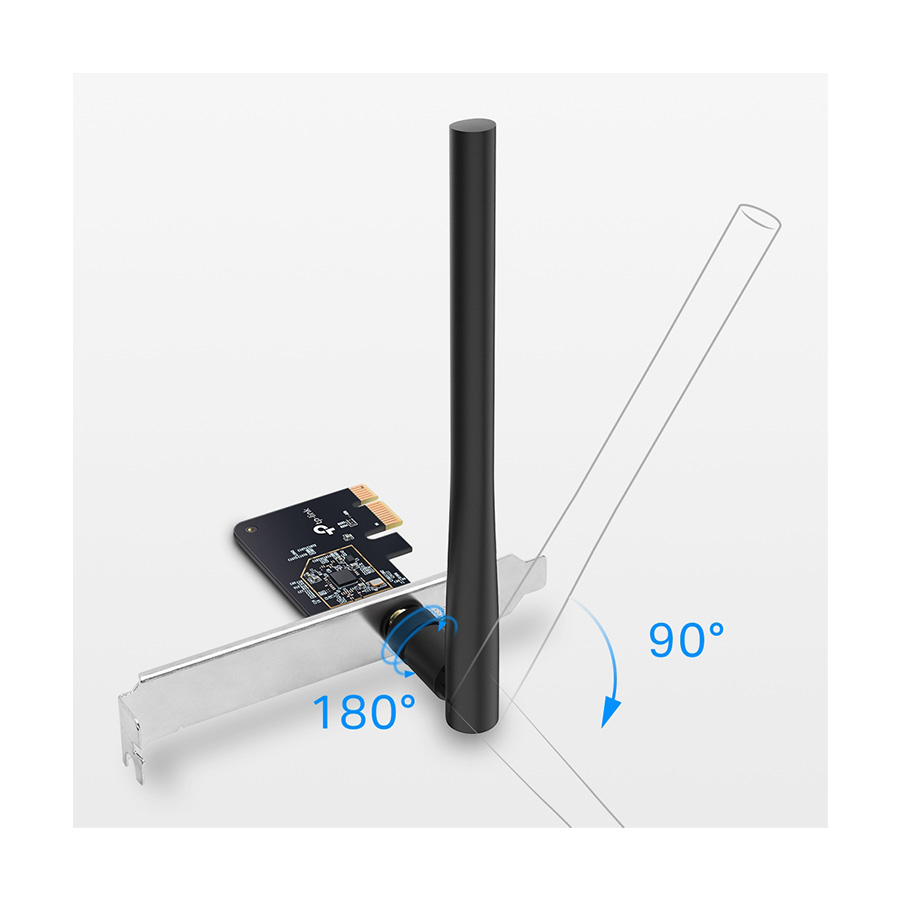 PCI-E WLAN TP-Link Archer T2E AC600 Dual Band Wi-Fi PCI Express Adapter, 5 GHz + 2.4 GHz, 1× High Gain External Antenna, MU-MI, ARCHER-T2E