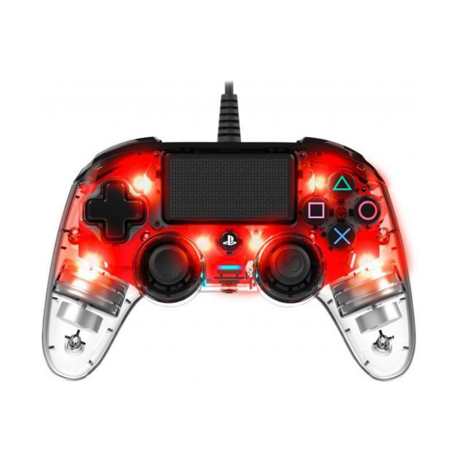 Bigben PS4 Nacon Compact Light Wired Controller prozirno-crveni