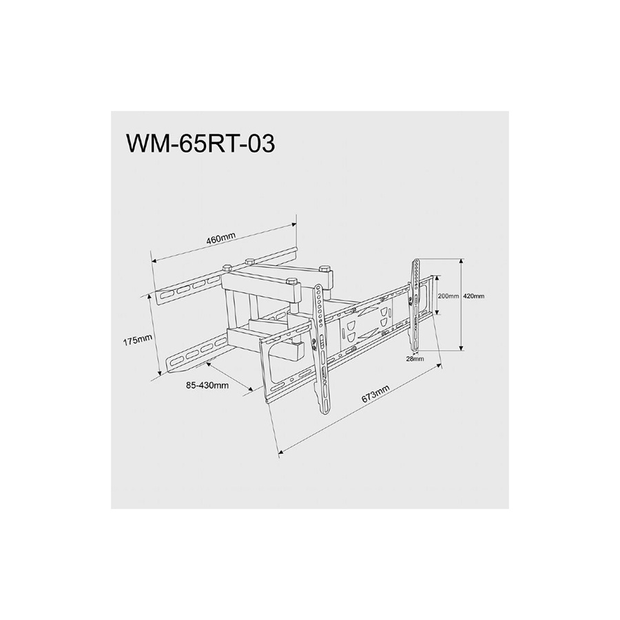 Zidni nosač GEMBIRD WM-65RT-03 rotacija & nagib, 32”-65” 40kg