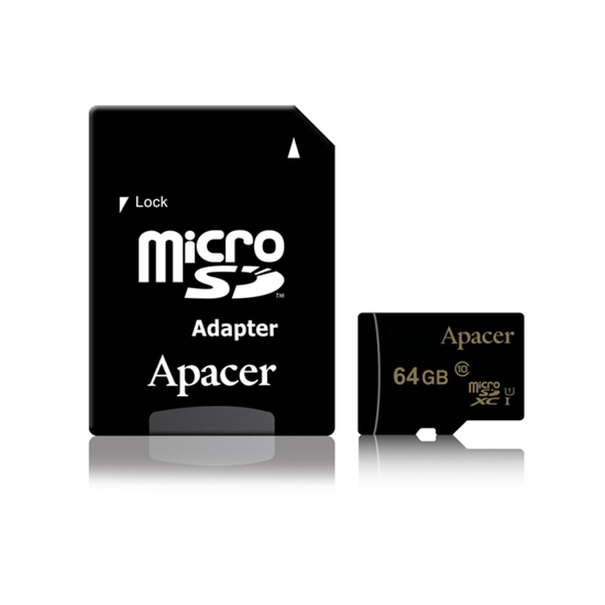 Picture of Micro SD card Apacer 64 GB UHS-I U1+ adapter AP64GMCSX10U1-R