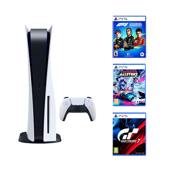 Picture of PlayStation 5 B chassis + Gran Turismo 7 Standard Edition PS5 + F1 2021 PS5 + Destruction AllStars PS5