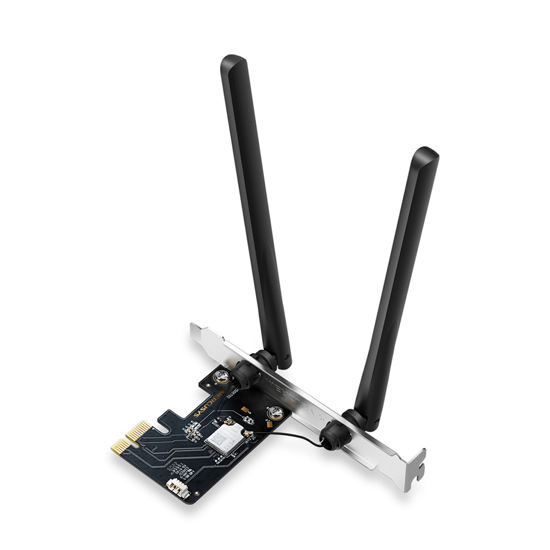 Picture of PCI WLAN Mercusys MA86XE AXE5400 Tri-Band Wi-Fi 6E Bluetooth PCI Express Adapter, 2402 Mbps at 6 GHz + 2402 Mbps at 5 GHz + 574 Mbps at 2.4 GHz, 2× Hi