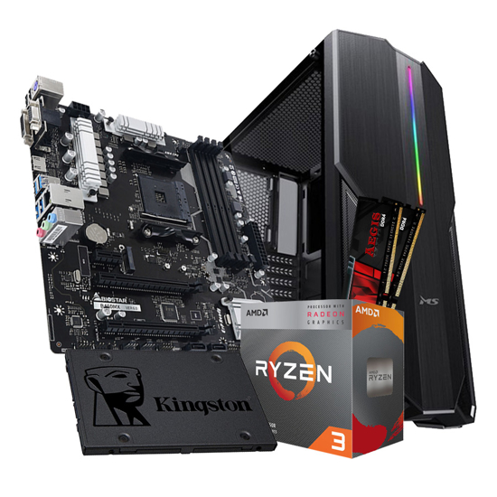 Picture of GNC AMD RYZEN 3 3200G 3.6GHz,4MB L3,65W,Radeon Vega 8, MB  AMD B450, RAM 16 GB G.Skill DDR4 2400 GHz,  SSD 240GB, Kućište CAS MSI FIGHTER V310 GAMIN
