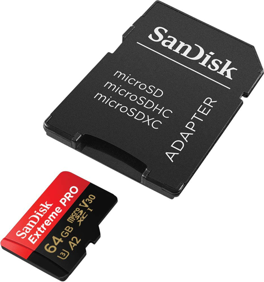 Picture of Micro SD SanDisk SDXC 64GB Extreme Pro 200MB/s A2 C10 V30 sa adapterom UHS-I US SDSQXCU-064G-GN6MA
